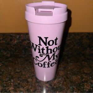 ban.do Hot Stuff Not Without My Coffee Tumbler Pale Pink & SilverTravel Mug NEW